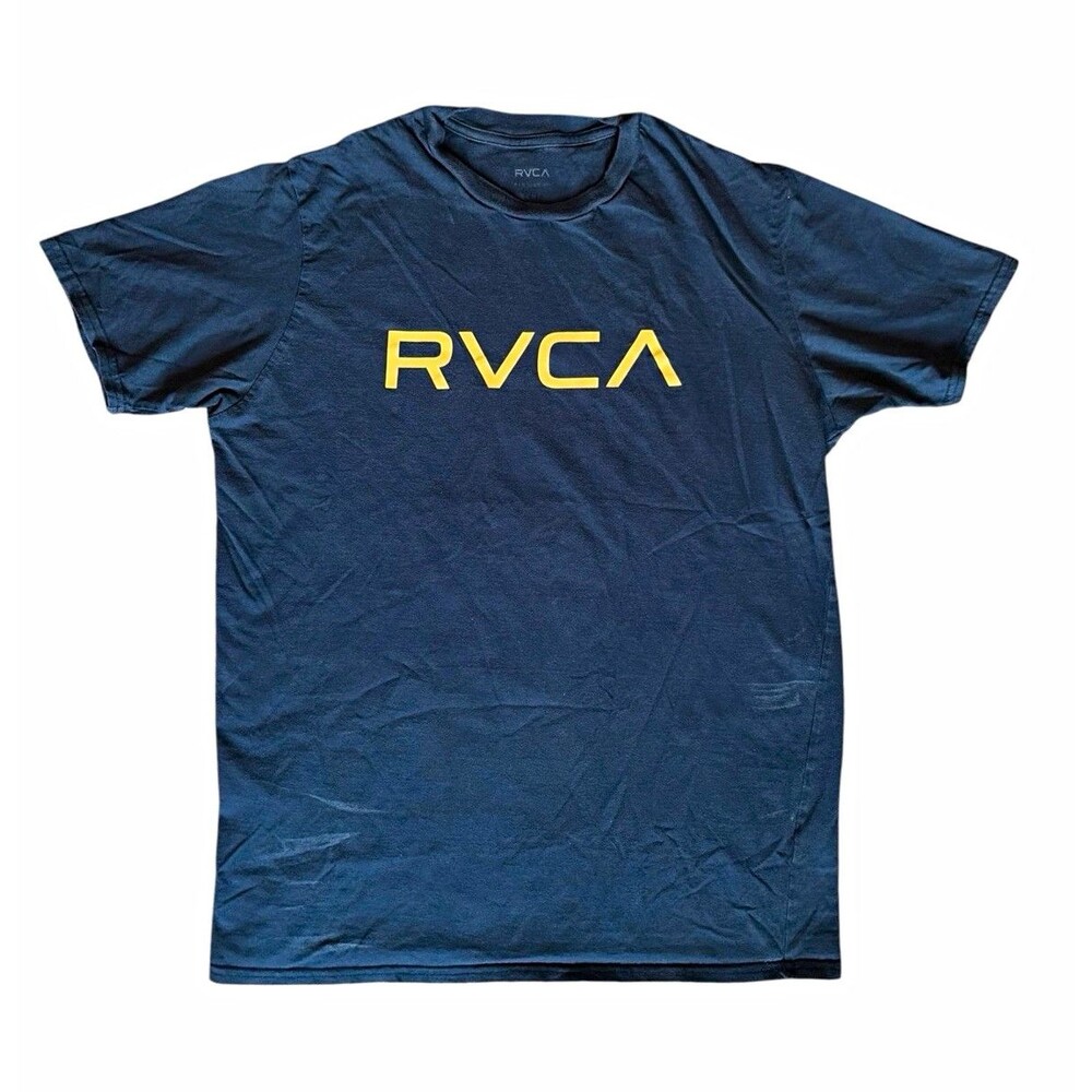 RVCA Men’s Big Rvca Tee - Gold Logo/Navy Graphic Tee - Size Medium